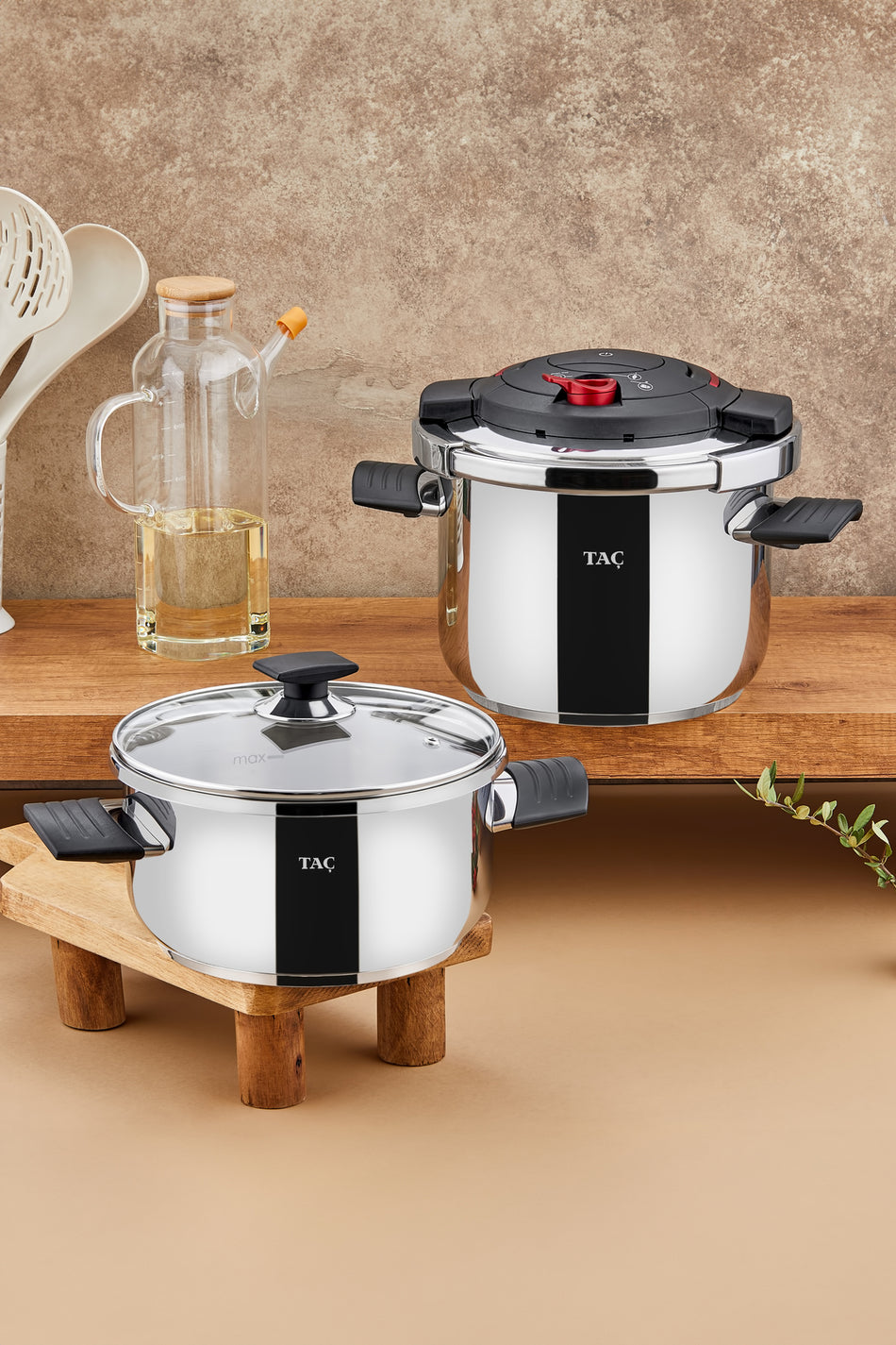 Tac VitaMaster 2-Piece 4+6 Liter induction Base Pressure Cooker Set, Red - MALLTURK