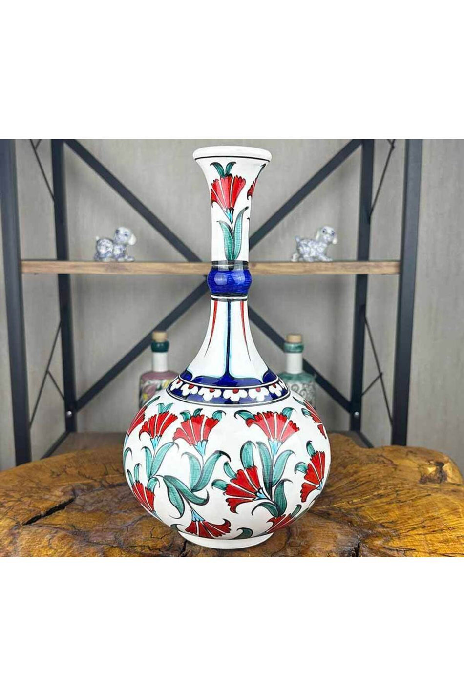 Cini Evi Iznik Tile Vase with Carnation Motif - MALLTURK