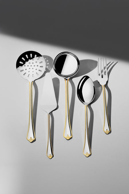 Nehir fulya altin Plain 12 Place Setting 89 Piece Boxed Flatware Set - MALLTURK
