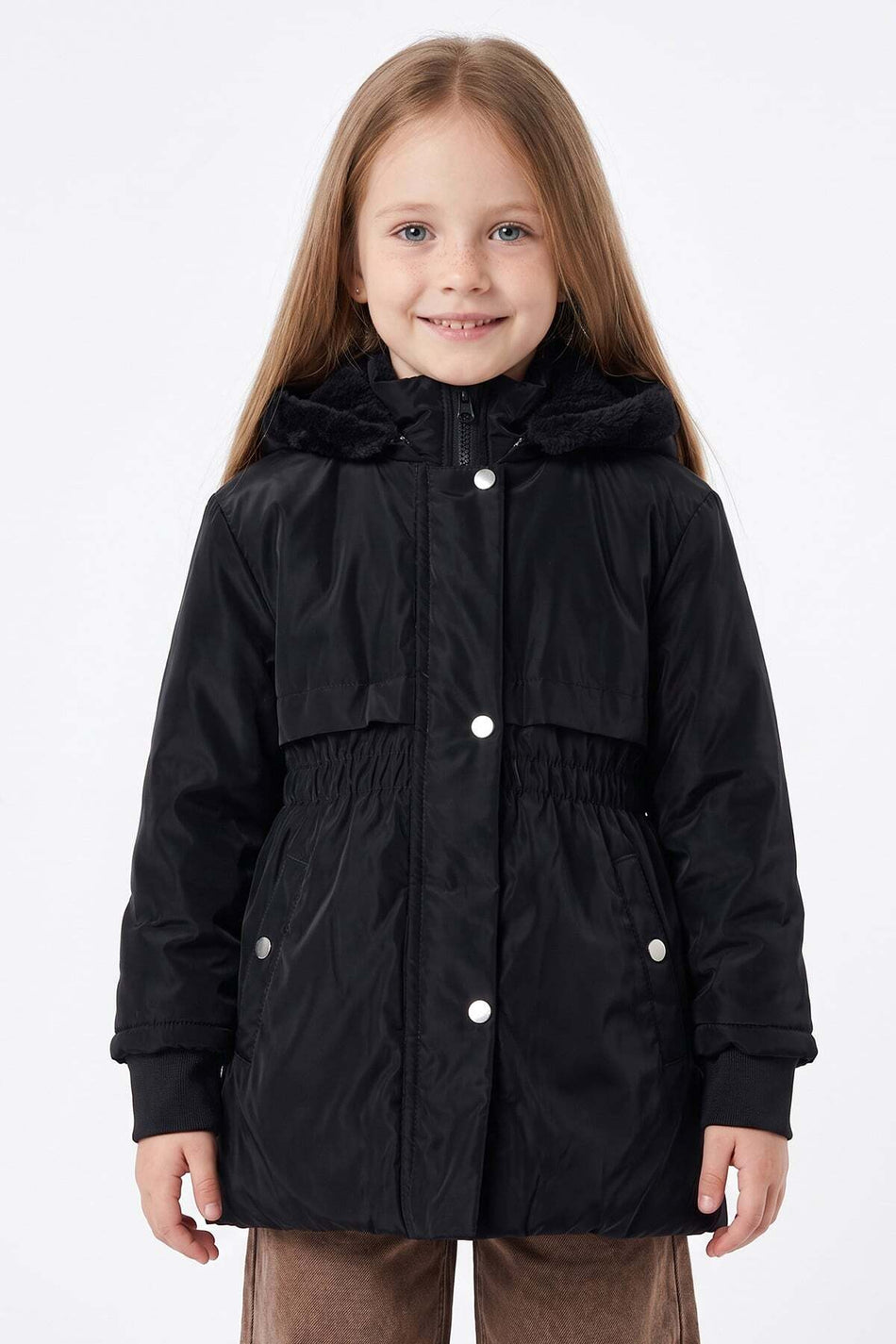 Drawstring Hooded Girls' Coat