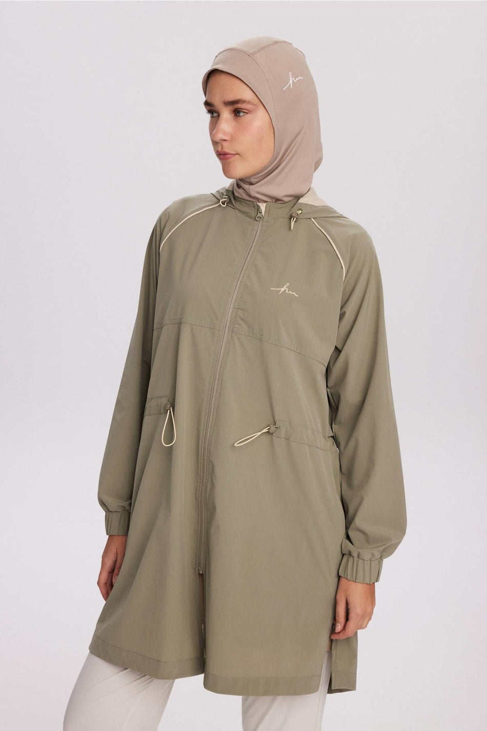 Hasema Active H-Per Fit Kapuzen-Wanderjacke mit Besatzdetails in Mint ACT-37