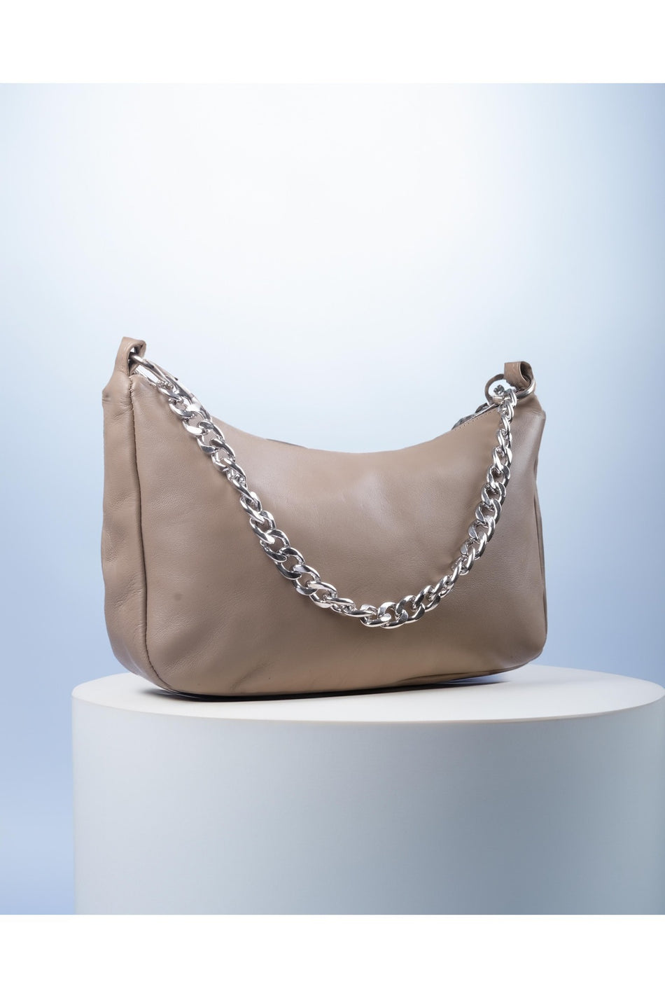 Fubileather Genuine Leather Women's Mink Baguette Bag Brown