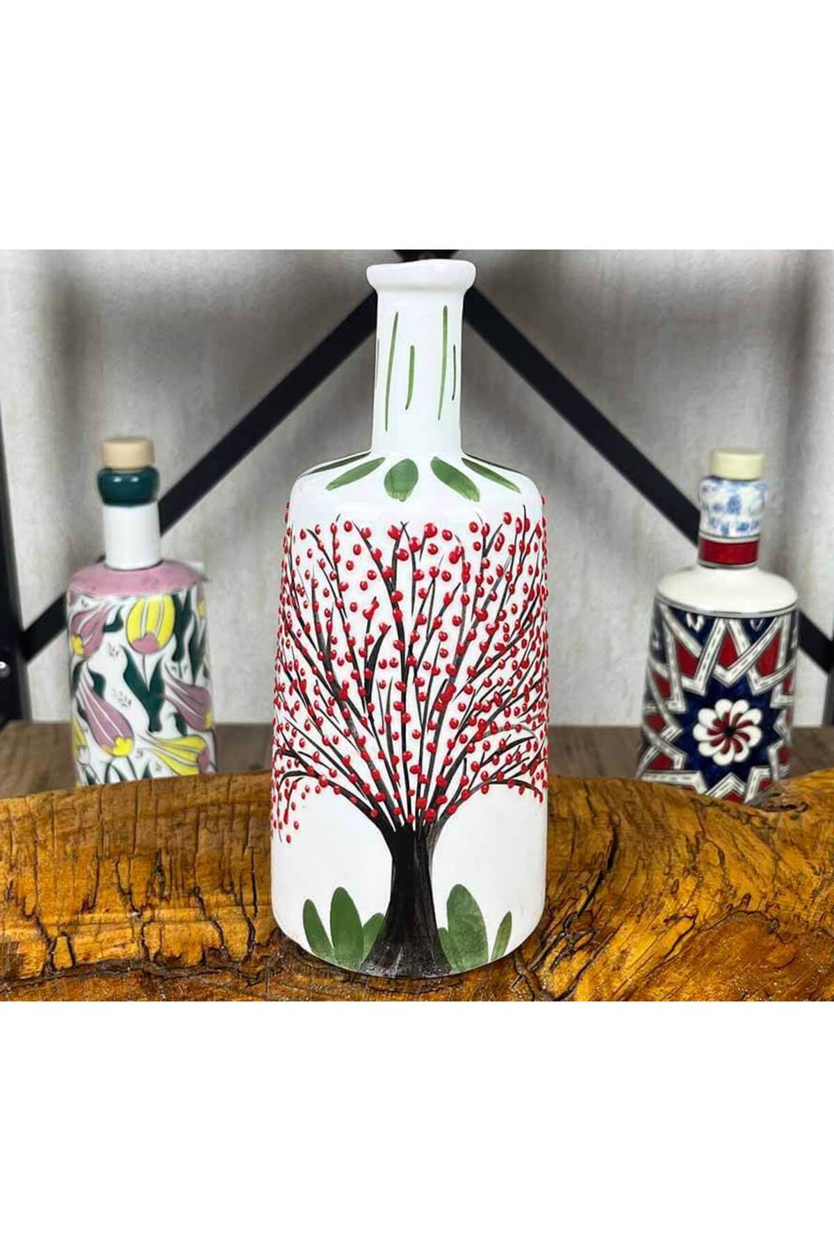 Cini Evi Tree of Life Patterned Handmade Tile Olive Oil Bottle - MALLTURK
