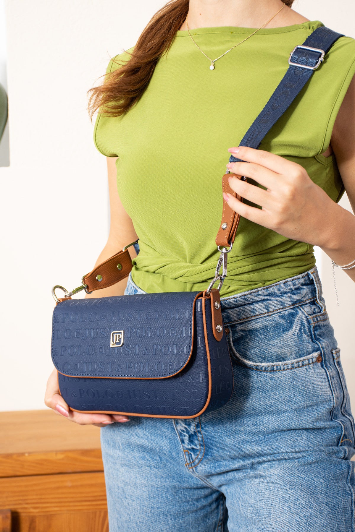 Just Polo Women's Shoulder Bag Dimensions: Height: 15 cm Width: 24 cm Navy Blue - MALLTURK