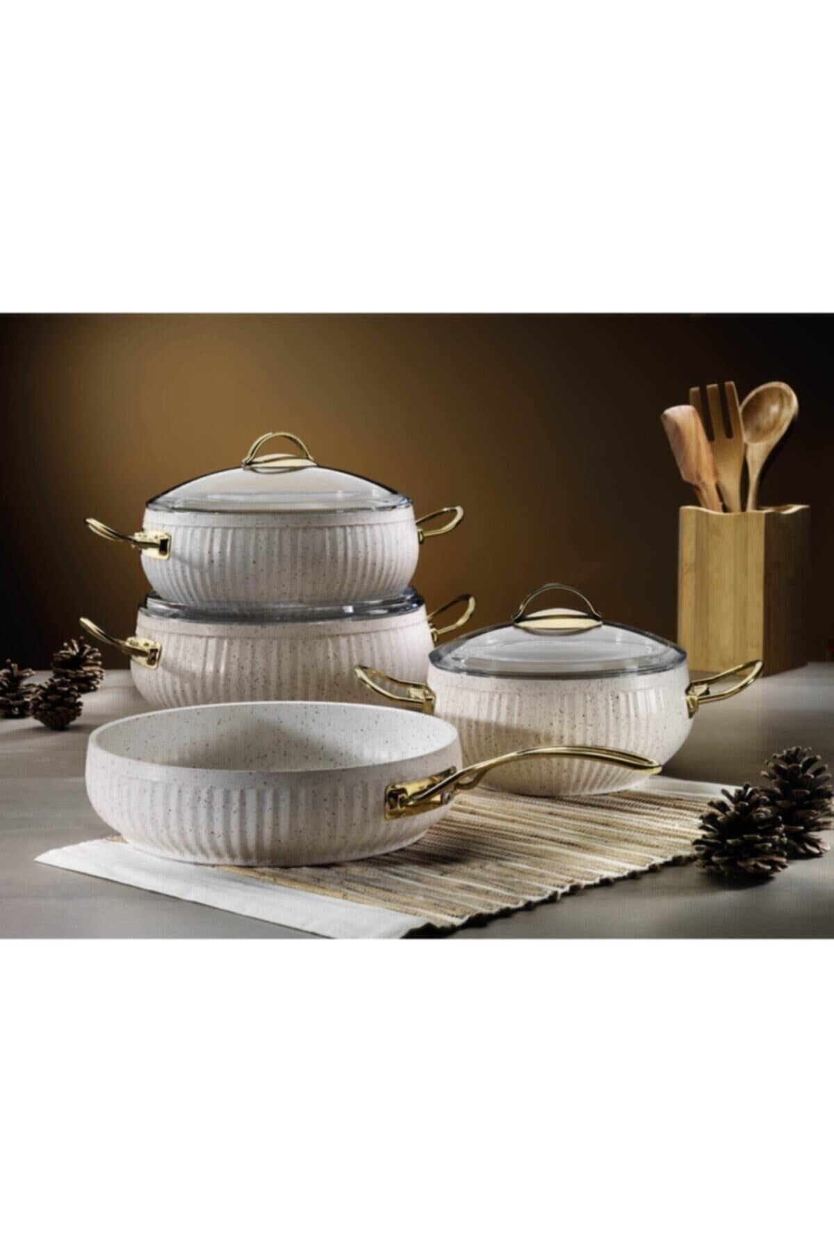 Lines 7 Piece Granite Desenli Guvec Cookware Set