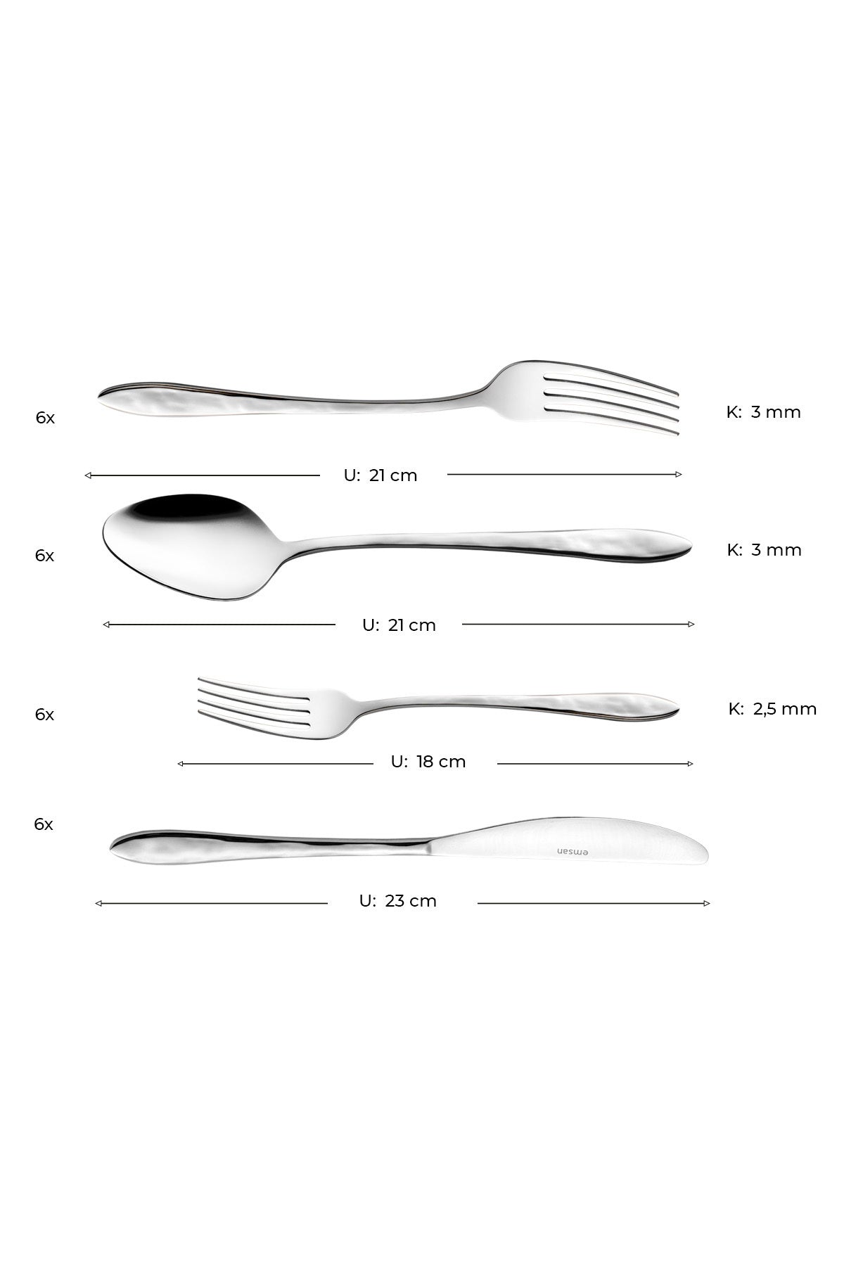 Emsan akasya 24 Piece 6 Place Setting Boxed Flatware Set - MALLTURK