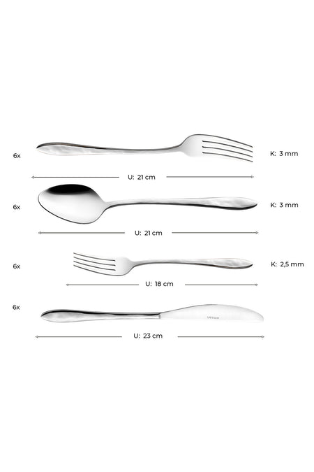Emsan akasya 24 Piece 6 Place Setting Boxed Flatware Set - MALLTURK