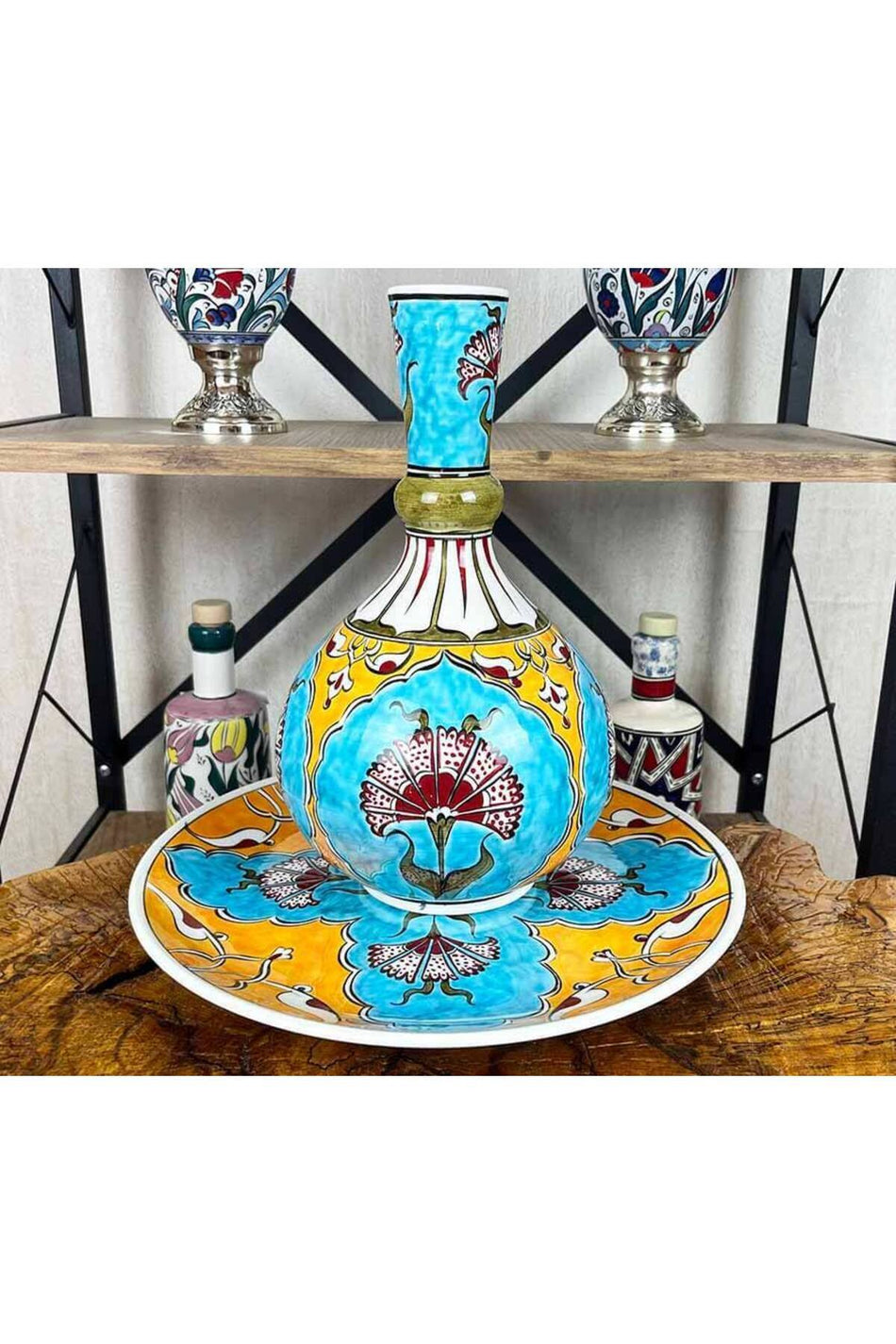 Iznik Tile Vase and Plate Set - Gift from Cini Evi to the Governor - MALLTURK