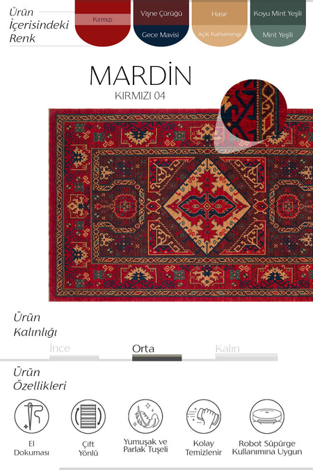 Cool Rug Mardin Red Ethnic Pattern Hand-Woven Authentic Eski Yunlu Dort Mevsim Vintage Salon Ev Oda Rug