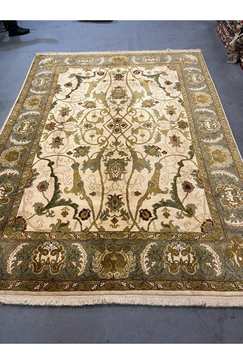 FT Carpetry Usak Handwoven Carpet Hand Rug Green - MALLTURK