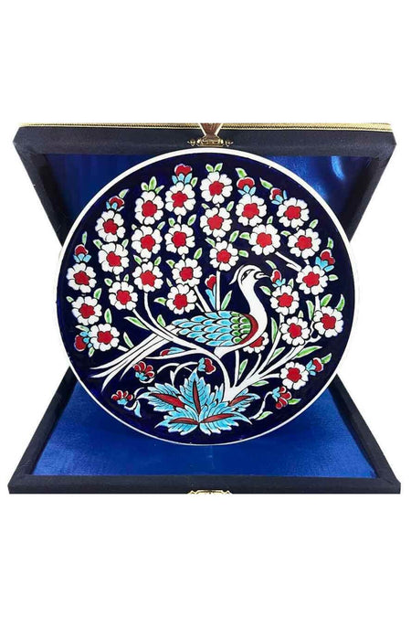 Cini Evi Iznik Tile Plate Tree of Life and Tavus Kusu Patterned 18 cm - MALLTURK