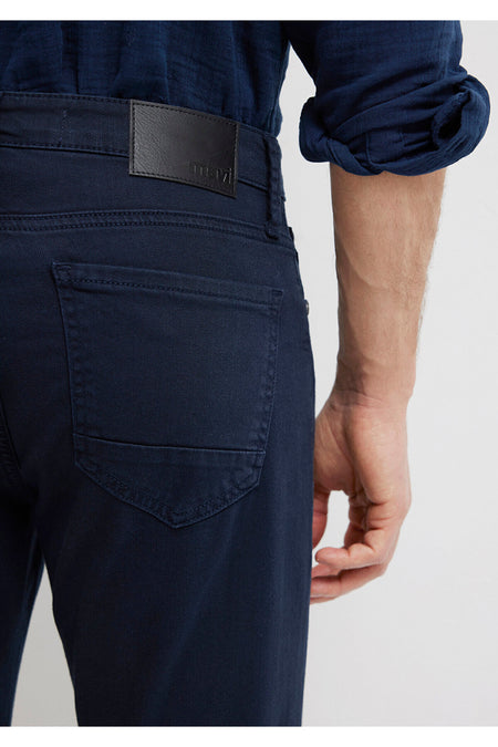Marcus Dark Navy Comfort Gabardine Trousers 0035190674 - MALLTURK
