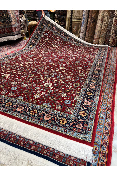 RD RAMAZAN DAG Hand Rug Art Hand-Woven Hereke Rug Signed Wildflower Design Size 305x201 - MALLTURK