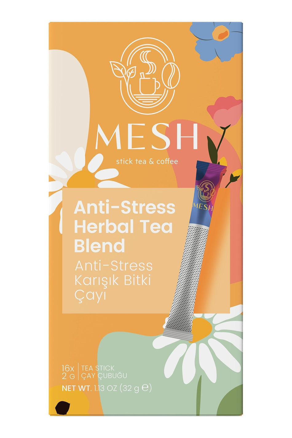 Mesh Stick Passionflower Relaxing Chamomile Tea Anti-Stress Herbal Tea 16-Pack