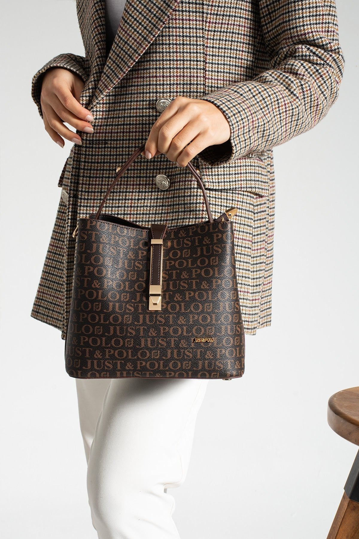 Just Polo Brown Original Women's 4-Compartment Luxury Soft Leather Stylish Handbag and Shoulder Bag with Adjustable Crossbody Strap - MALLTURK