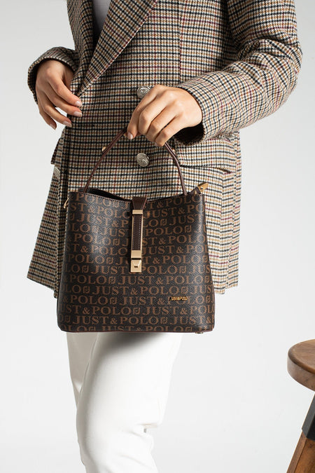Just Polo Brown Original Women's 4-Compartment Luxury Soft Leather Stylish Handbag and Shoulder Bag with Adjustable Crossbody Strap - MALLTURK