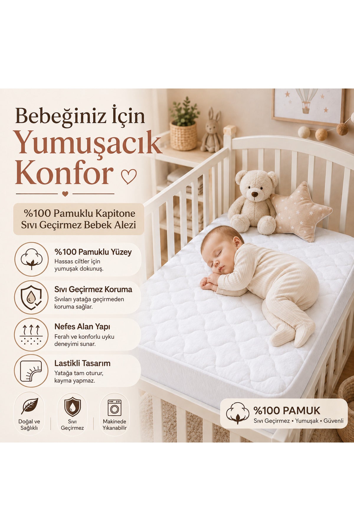 Artiva Home Collection Waterproof Cotton Quilted Baby & Kids Mattress Protector - MALLTURK