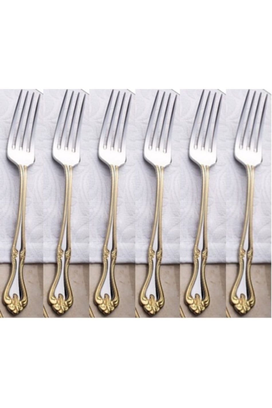 Nehir lalezar altin Dessert Fork Gold Plated 12 Piece - MALLTURK