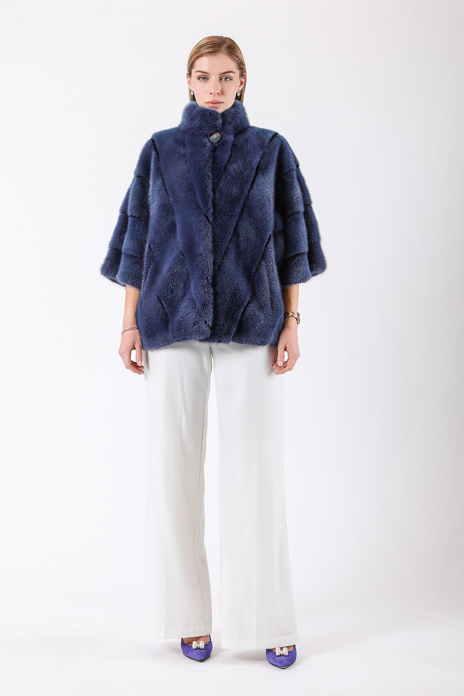 Leather Club Anthracite Blue Mink Fur Coat