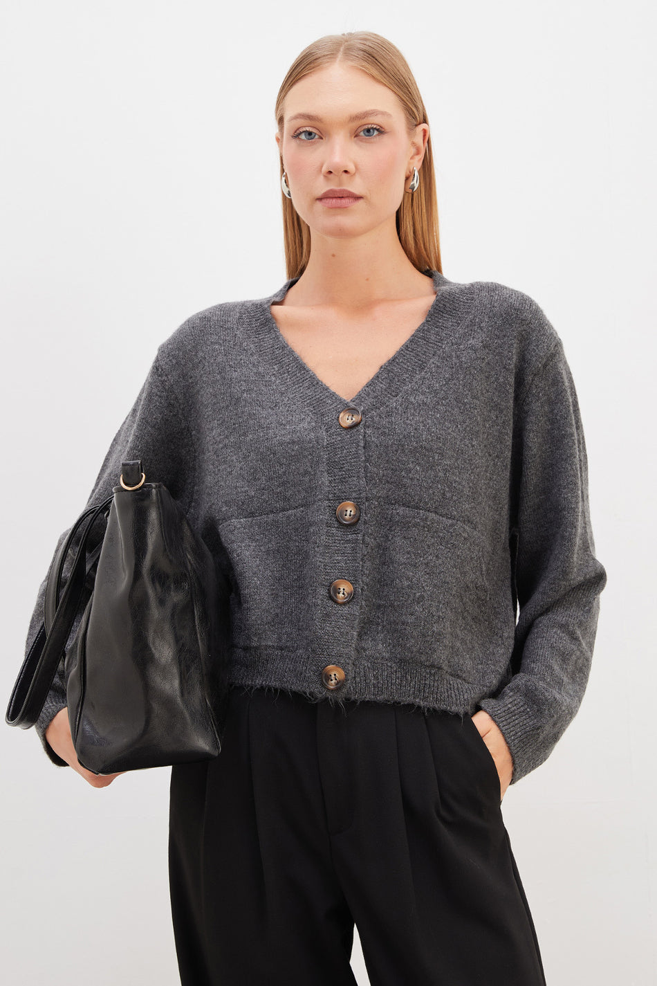 Buttoned V-Neck Knitwear Cardigan