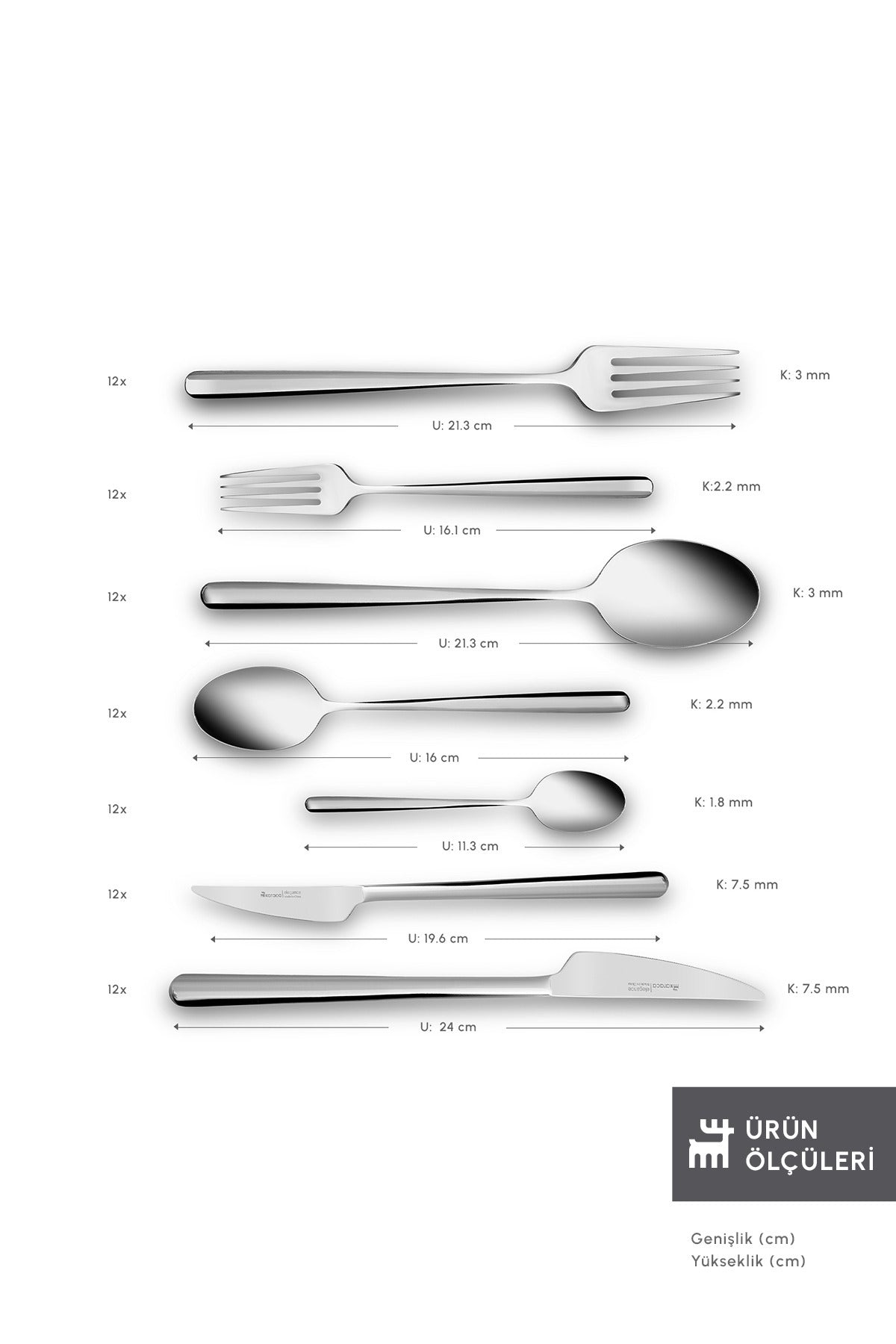 Karaca boreas 12 Place Setting 84 Piece Flatware Set - MALLTURK