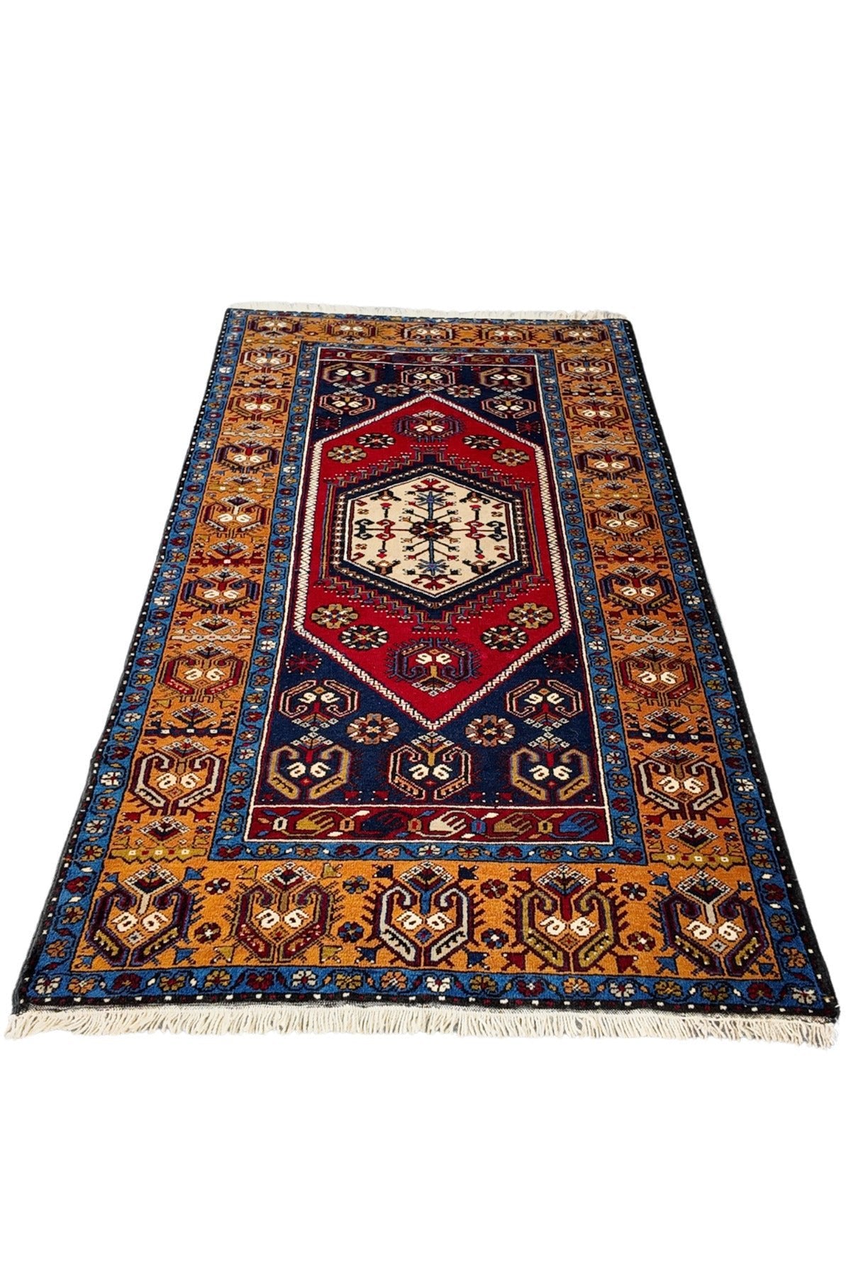Loop Rugs Hand-Woven %100 Wool Classic Pair Yahyali Rug - Natural Kok Boyali Organik Wool Turkish Rug - 121 x 237 cm and amp; 120 x 228 cm - MALLTURK