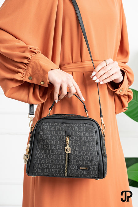 Just Polo Original Women's New Season Luxury Soft Leather Adjustable Crossbody Stylish Hand and Shoulder Bag Black - MALLTURK