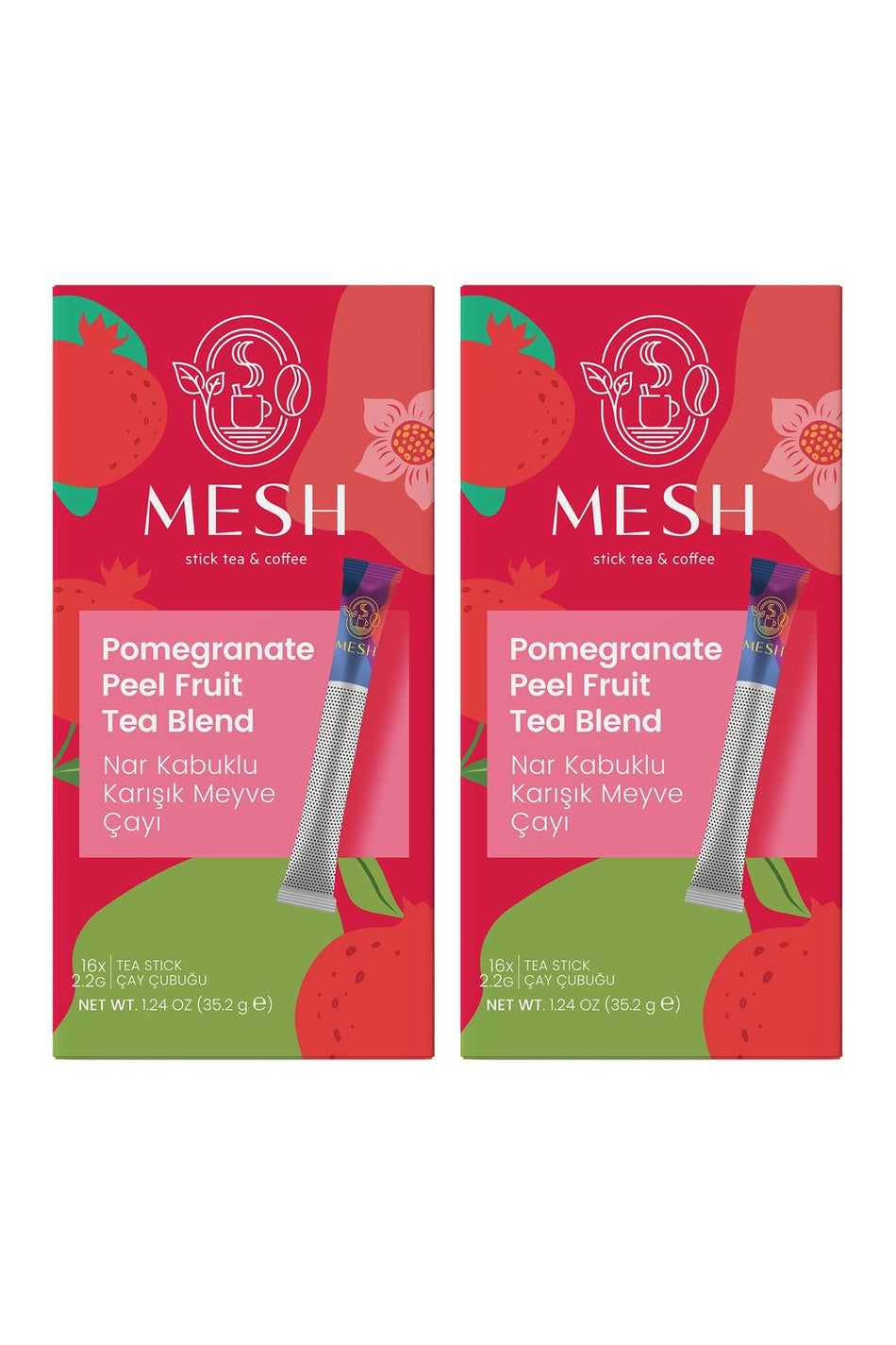 Mesh Stick Pomegranate Mixed Fruit Tea, 2 Packs in One