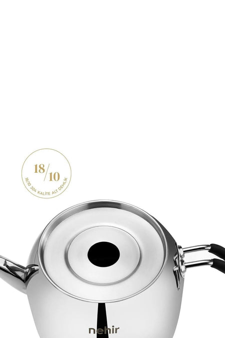 Nehir Modern Midi Medium Size 1-2 Liter Stainless Steel Teapot Set - MALLTURK