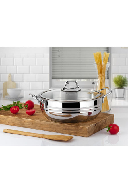 Lines Oscar Handle Glass Lid Basik Pot