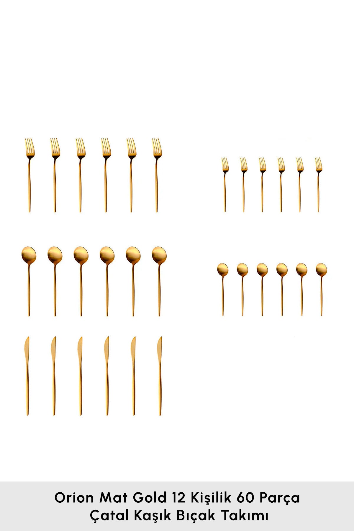 Karaca orion mat gold 12 Place Setting 60 Piece Flatware Set - MALLTURK