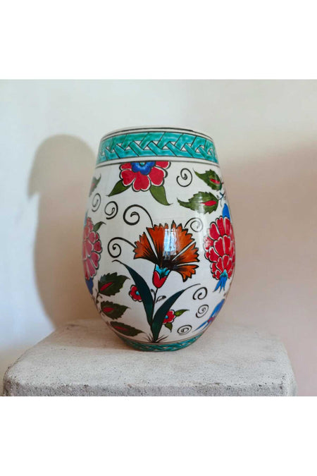 Sema Cini Handmade Ceramic 20 cm Vase Red - MALLTURK