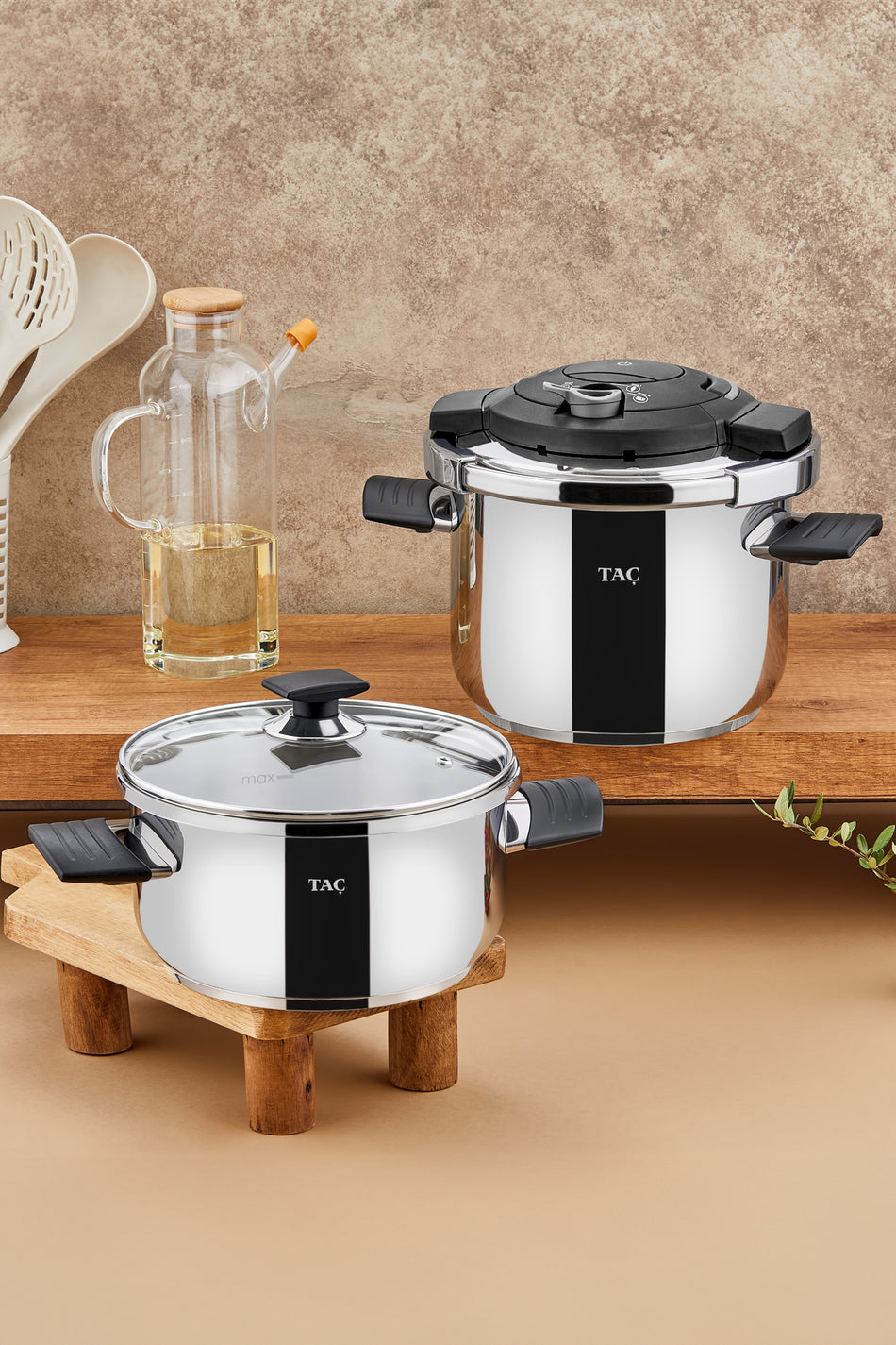 Tac VitaMaster 2-Piece 4+6 Liter induction Base Pressure Cooker Set Grey - MALLTURK