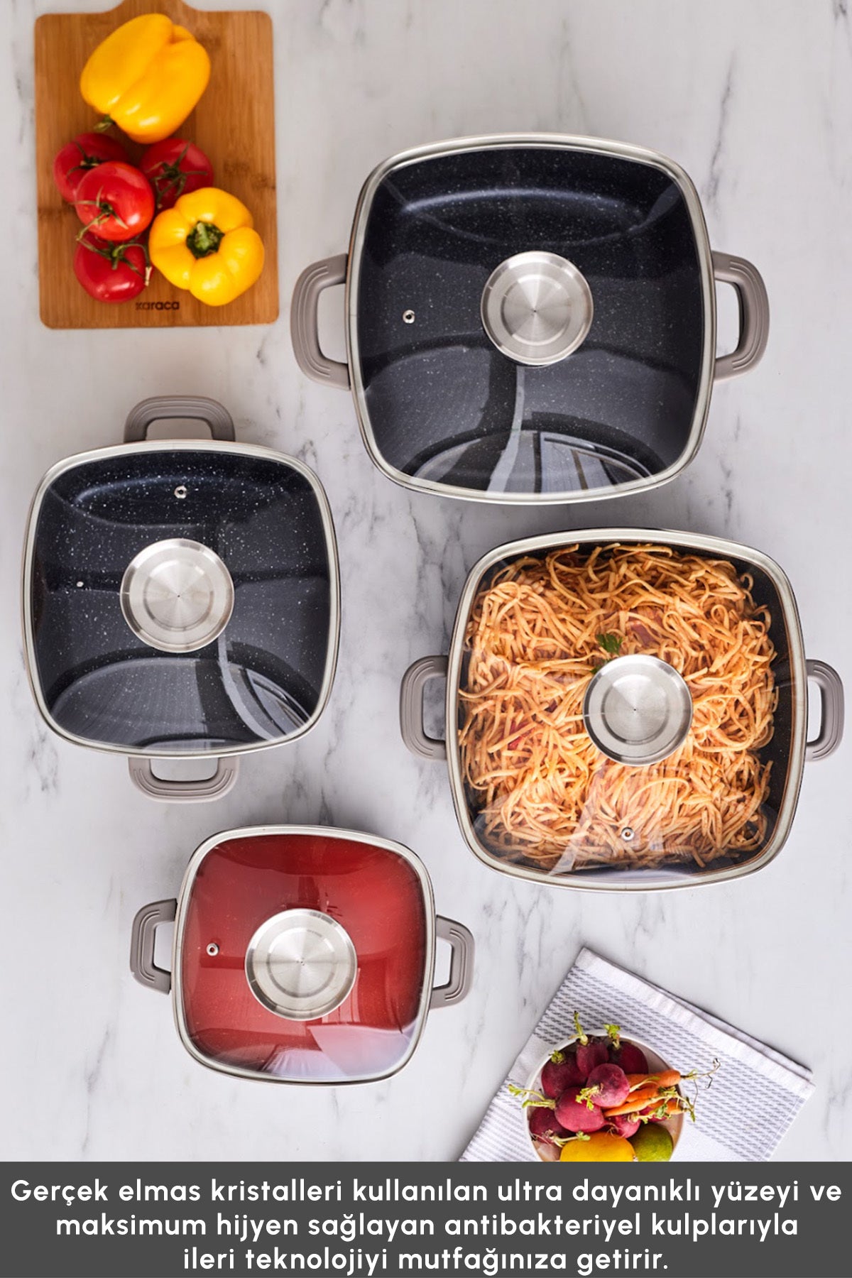 Karaca Biodiamond Soneva Induction Compatible 8 Piece Cookware Set - MALLTURK