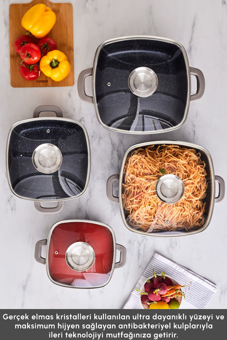 Karaca Biodiamond Soneva Induction Compatible 8 Piece Cookware Set - MALLTURK