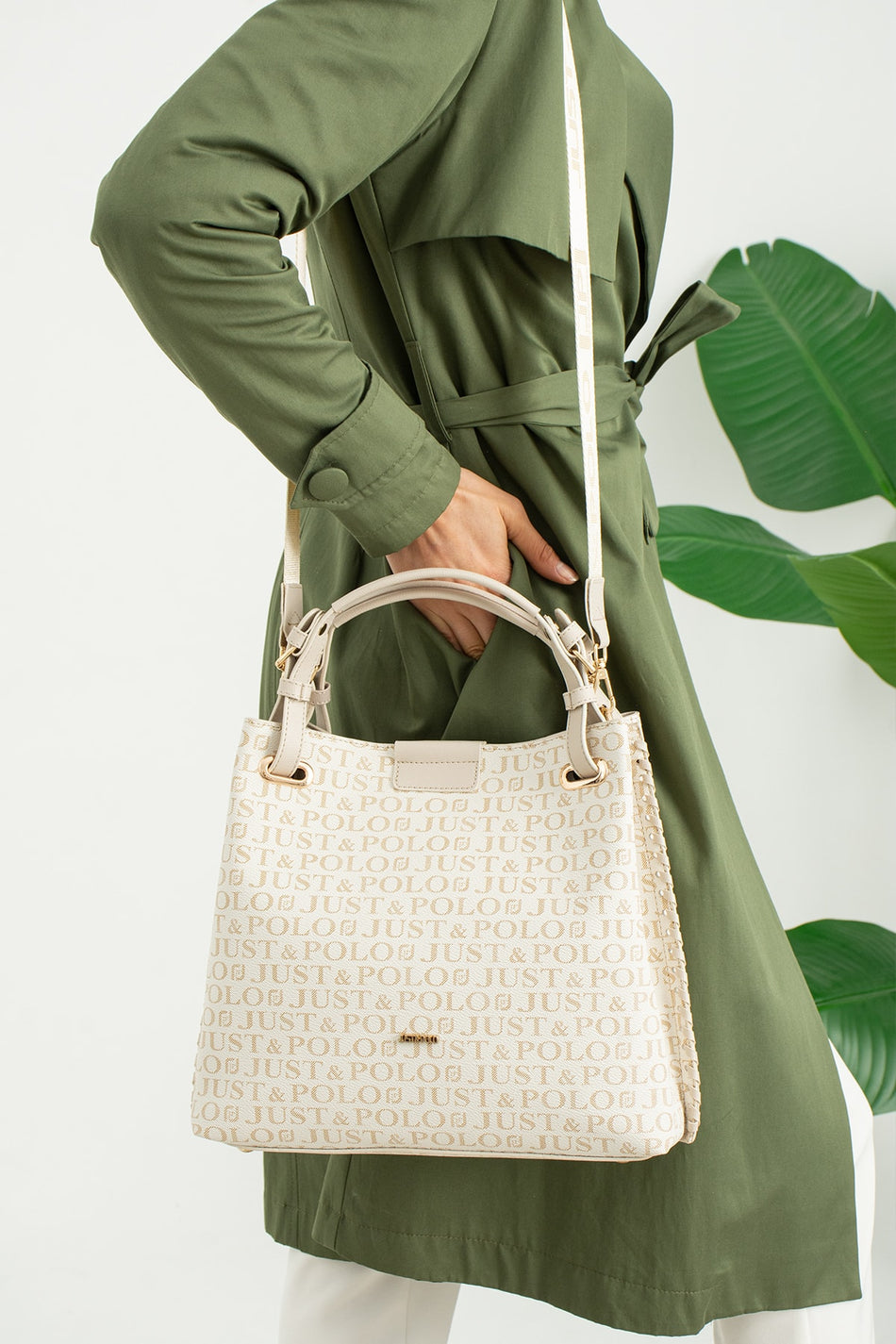 Just Polo Women's Hand and Shoulder Bag JPM2180 Cream - MALLTURK