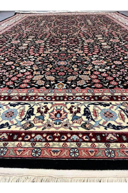 FT Halicilik Sumerbank Hereke Hand-Woven Rug Black Zemin Seven Mountains Flower Deseni- [200 cm * 290 cm ] - MALLTURK