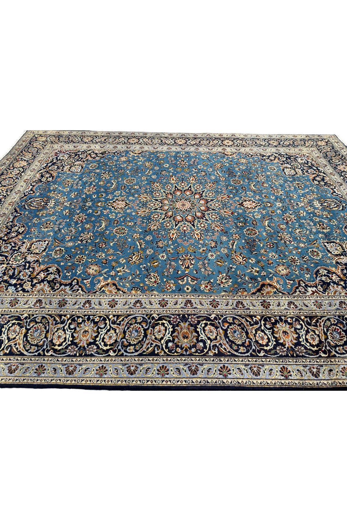 BURAK Rug Hand-Woven Iranian Nain Rug 305X410 Turquoise %100 Wool 12,5 M2 Large Living Room Rug - MALLTURK