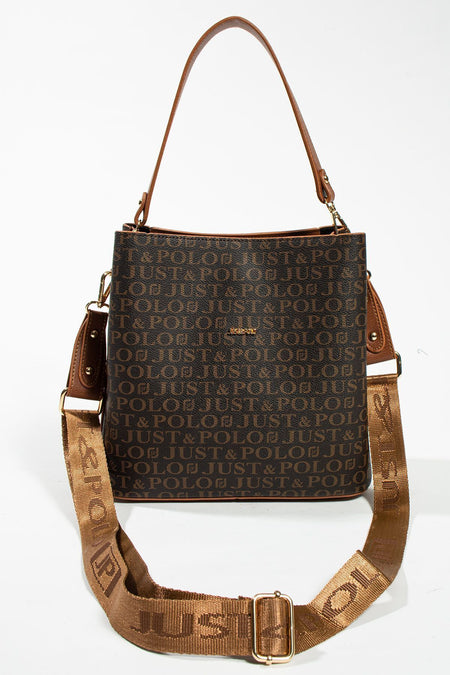 Just Polo Brown Women's Printed 3-Compartment Messenger and Shoulder Bag Brown Dimensions: 25x25 cm - MALLTURK