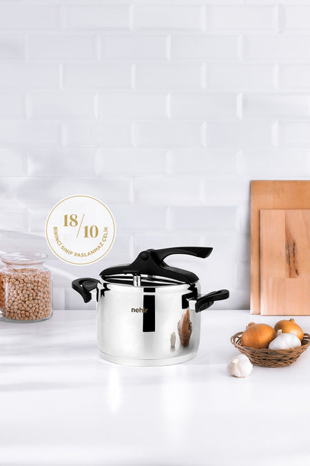 Nehir Silver Trend Stainless Steel Pressure Cooker - MALLTURK