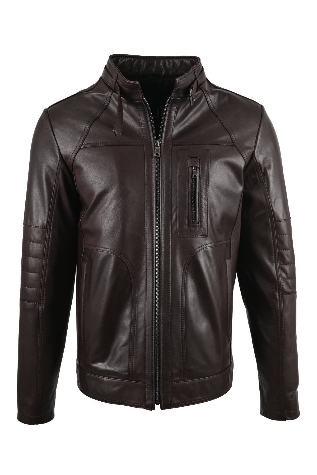 ALIN Theroux Men's Genuine Leather Relaxed Fit Leather Jacket Brown - MALLTURK