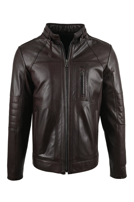 ALIN Theroux Men's Genuine Leather Relaxed Fit Leather Jacket Brown - MALLTURK