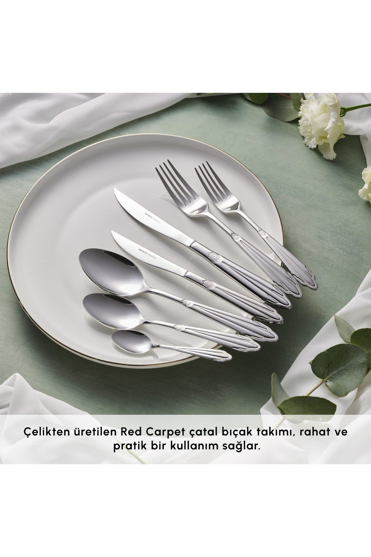 Karaca new mantilla elegance 84 Piece 12 Place Setting Flatware Boxed - MALLTURK