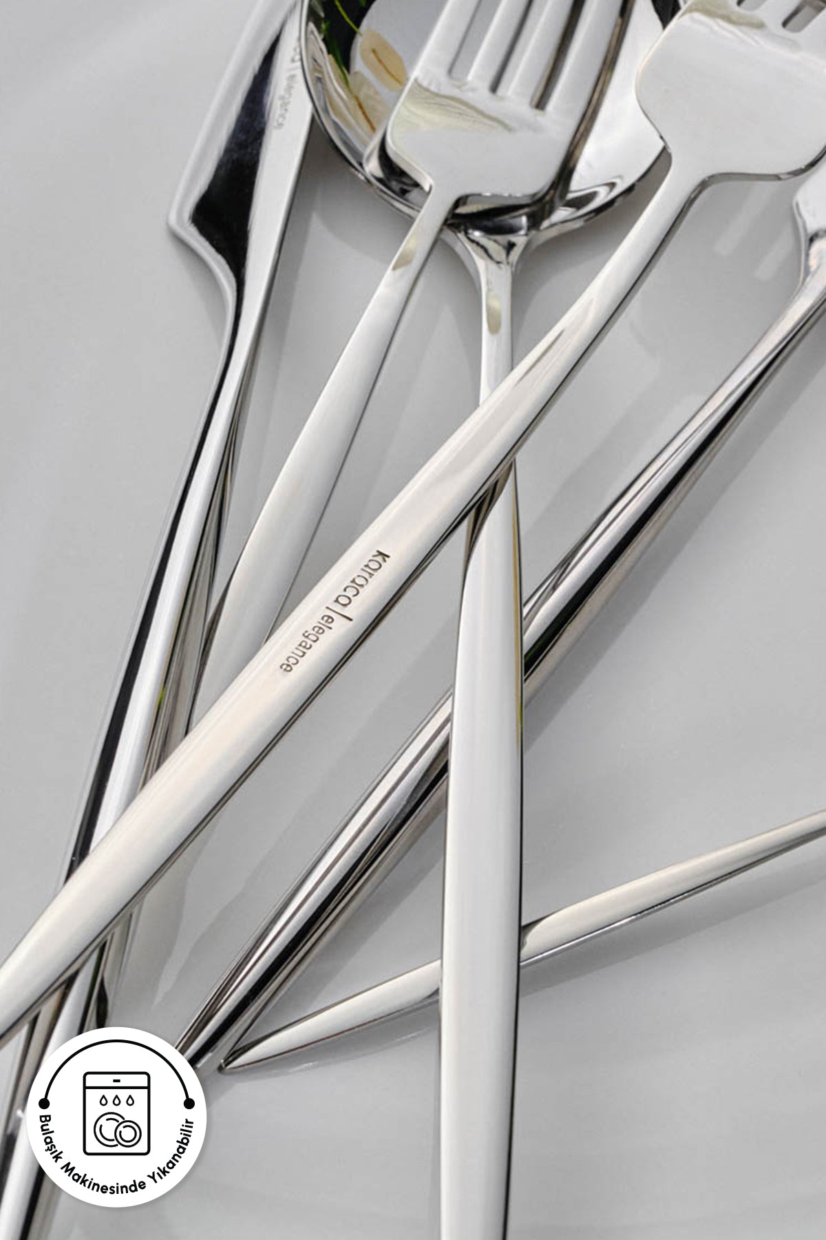 Karaca elegance braga platin 12 Place Setting 84 Piece Flatware Set - MALLTURK
