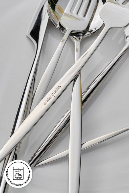Karaca elegance braga platin 12 Place Setting 84 Piece Flatware Set - MALLTURK