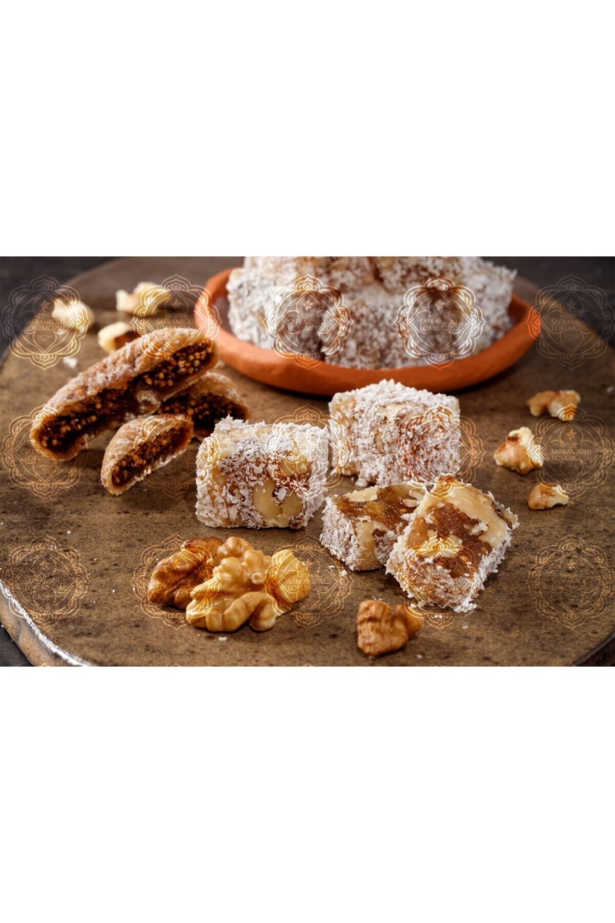 MESHUR safranbolu lokumcusu Coconut incirli Walnut Turkish Delight 1 kg - MALLTURK