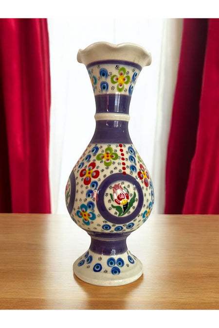STORESZA Handmade Lilac Hyacinth Vase with Tulip Motif - 30cm - MALLTURK
