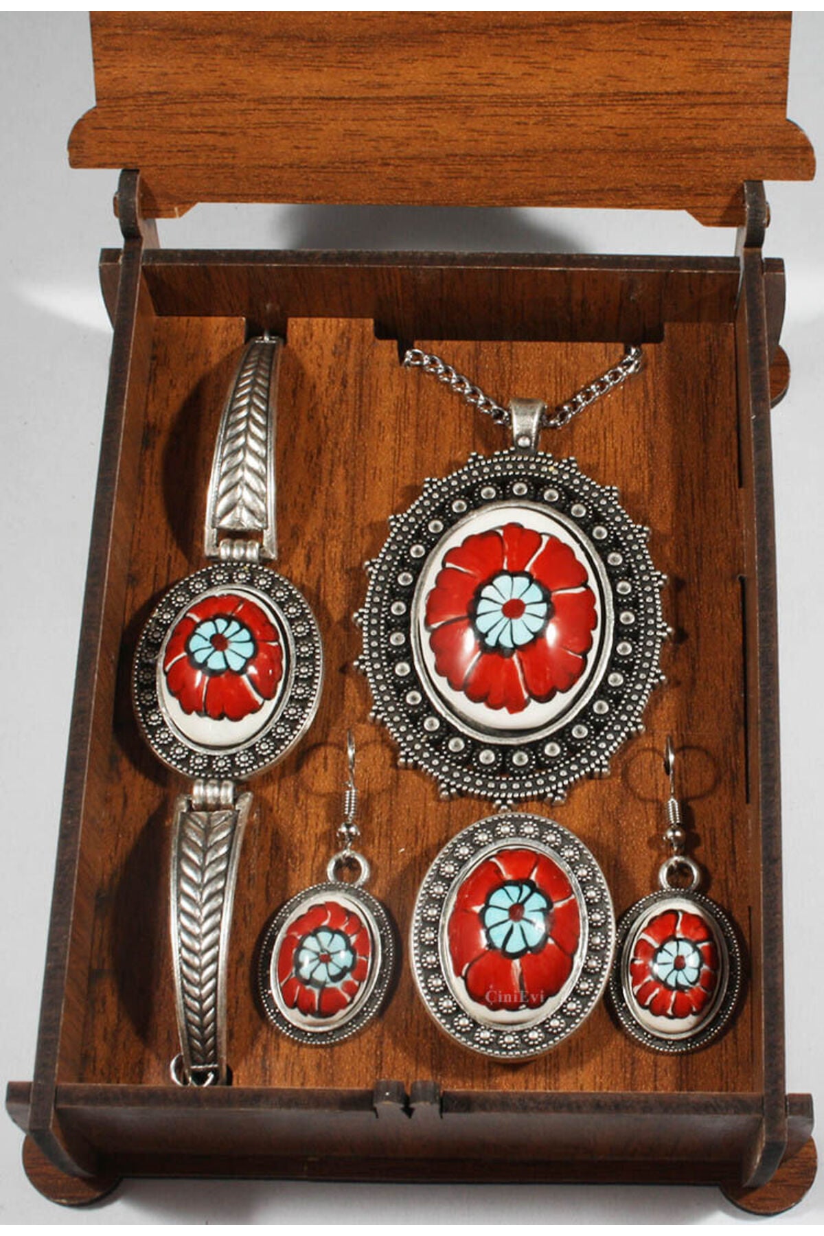 Cini Evi Anniversary Gift Iznik Tile Jewelry Set - MALLTURK