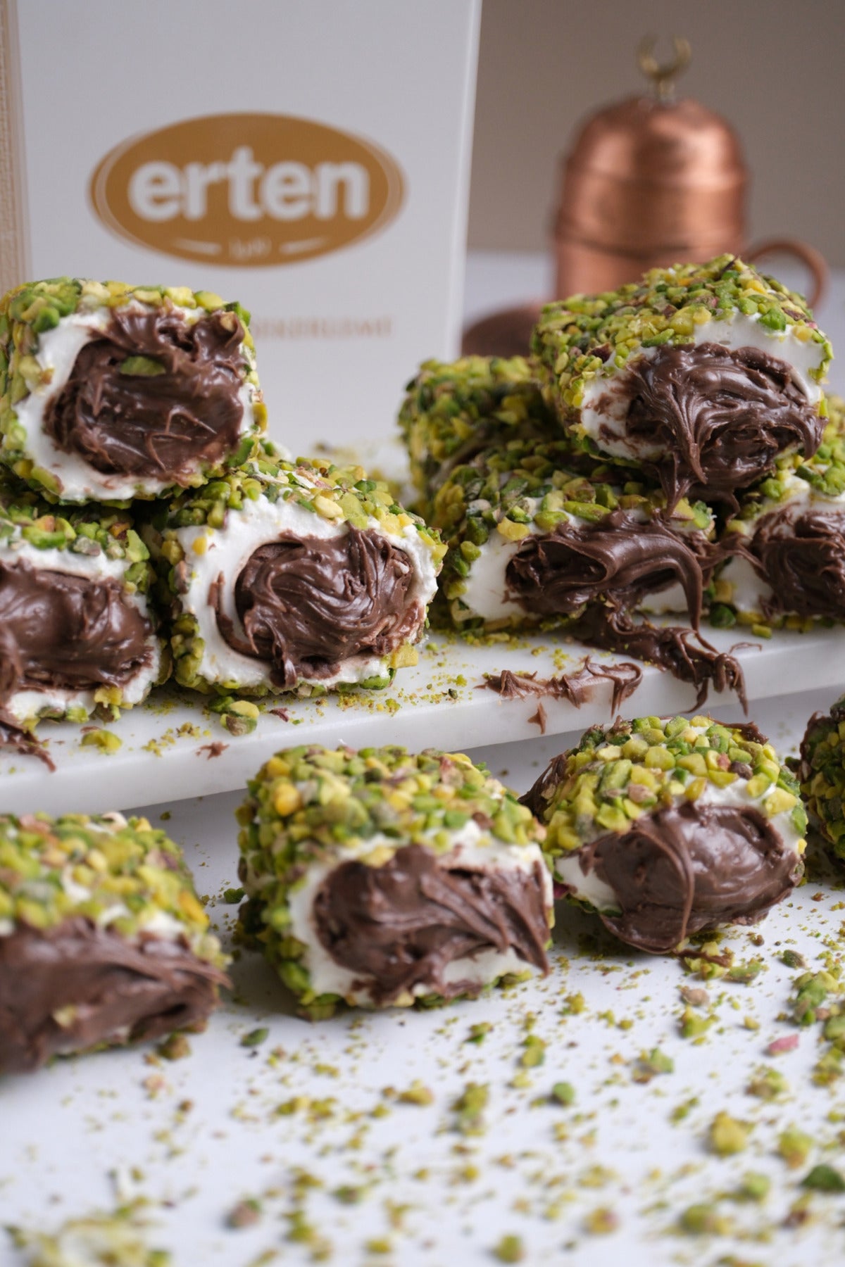 Erten sekerleme pirinc Pistachio Chocolate Turkish Delight 500 g - MALLTURK