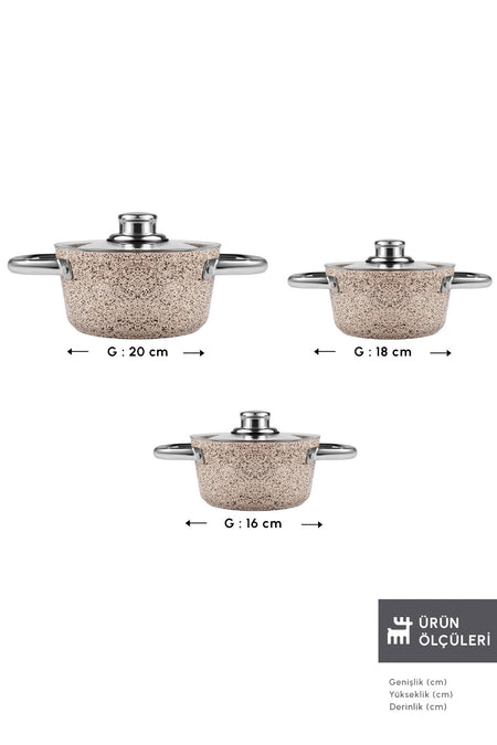 Karaca Biogranit Nare 6 Piece Midi Cookware Set Wood - MALLTURK